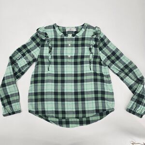 Vineyard Vines Girls Green Plaid Kids  Shirt Size 10-12